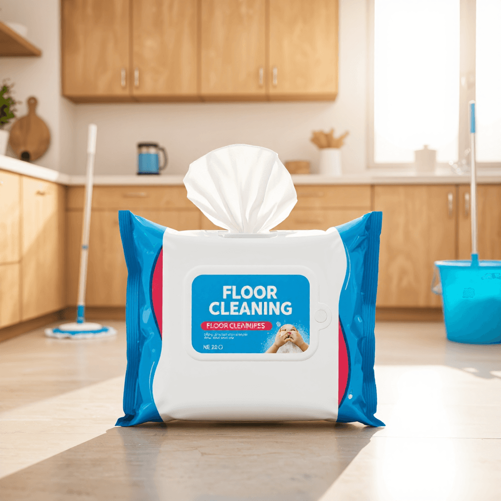 product photography of a pack of cleaning wipes for floors