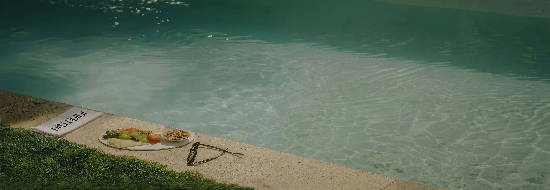 pool side with food image