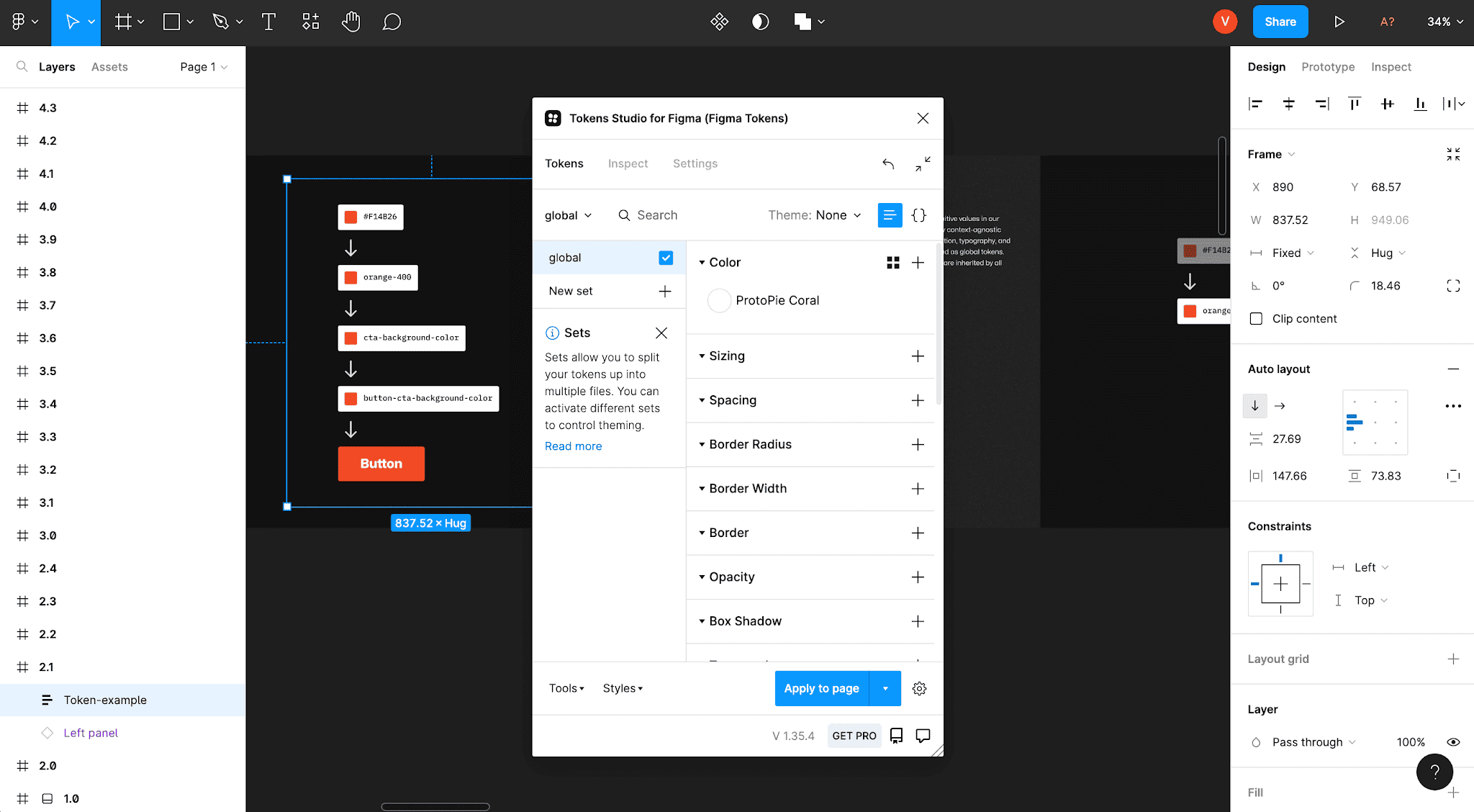 using Tokens Studio plugin inside figma