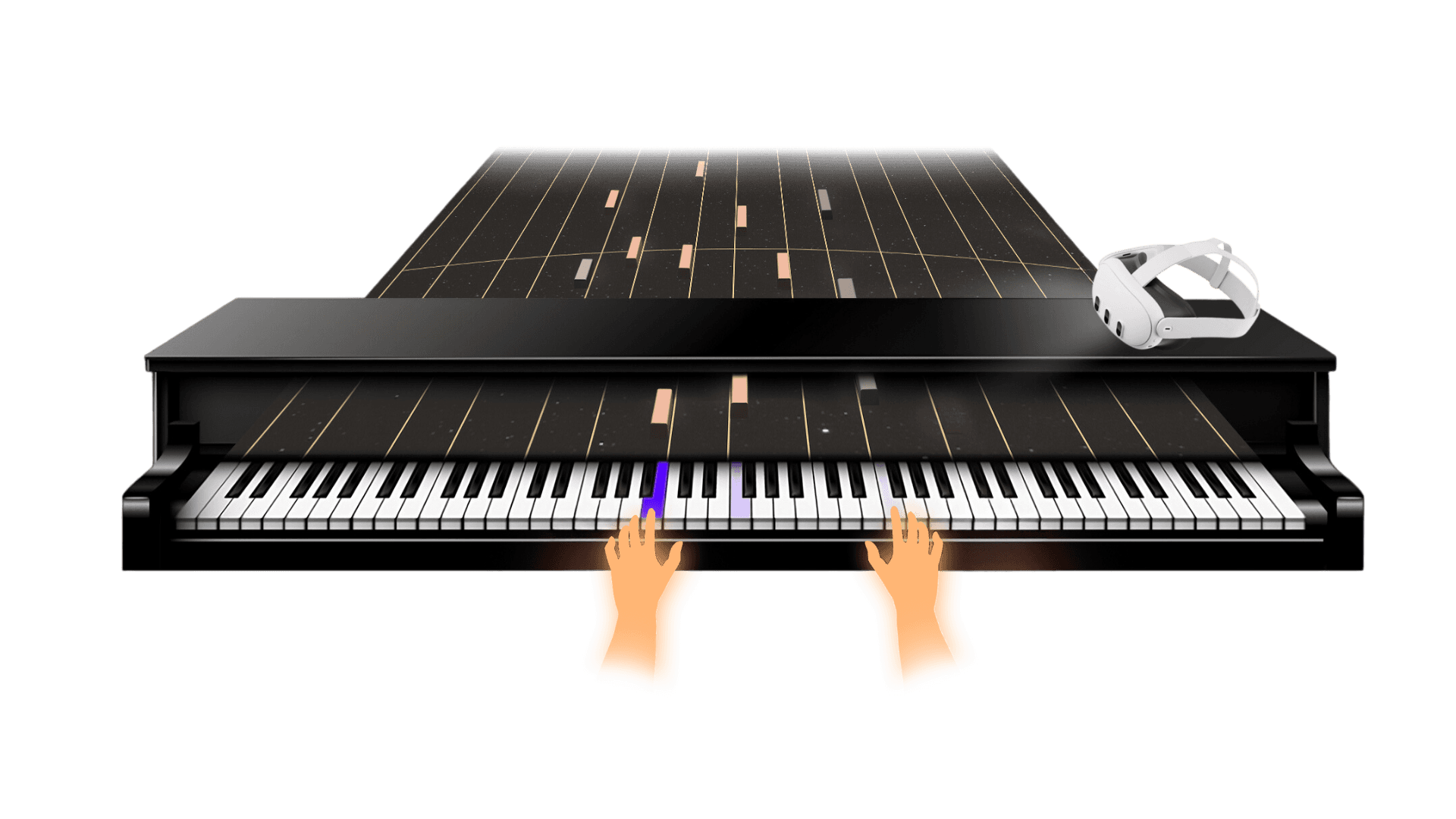 Learn the Piano with a mixed reality Glass