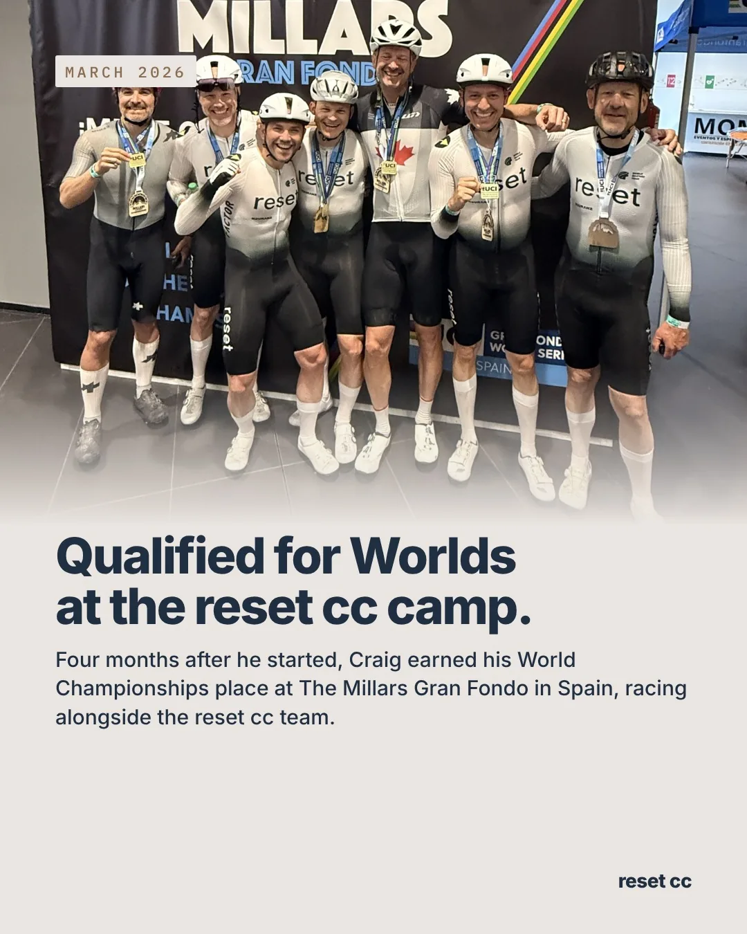 Craig and the reset cc team after qualifying for Worlds at The Millars Gran Fondo