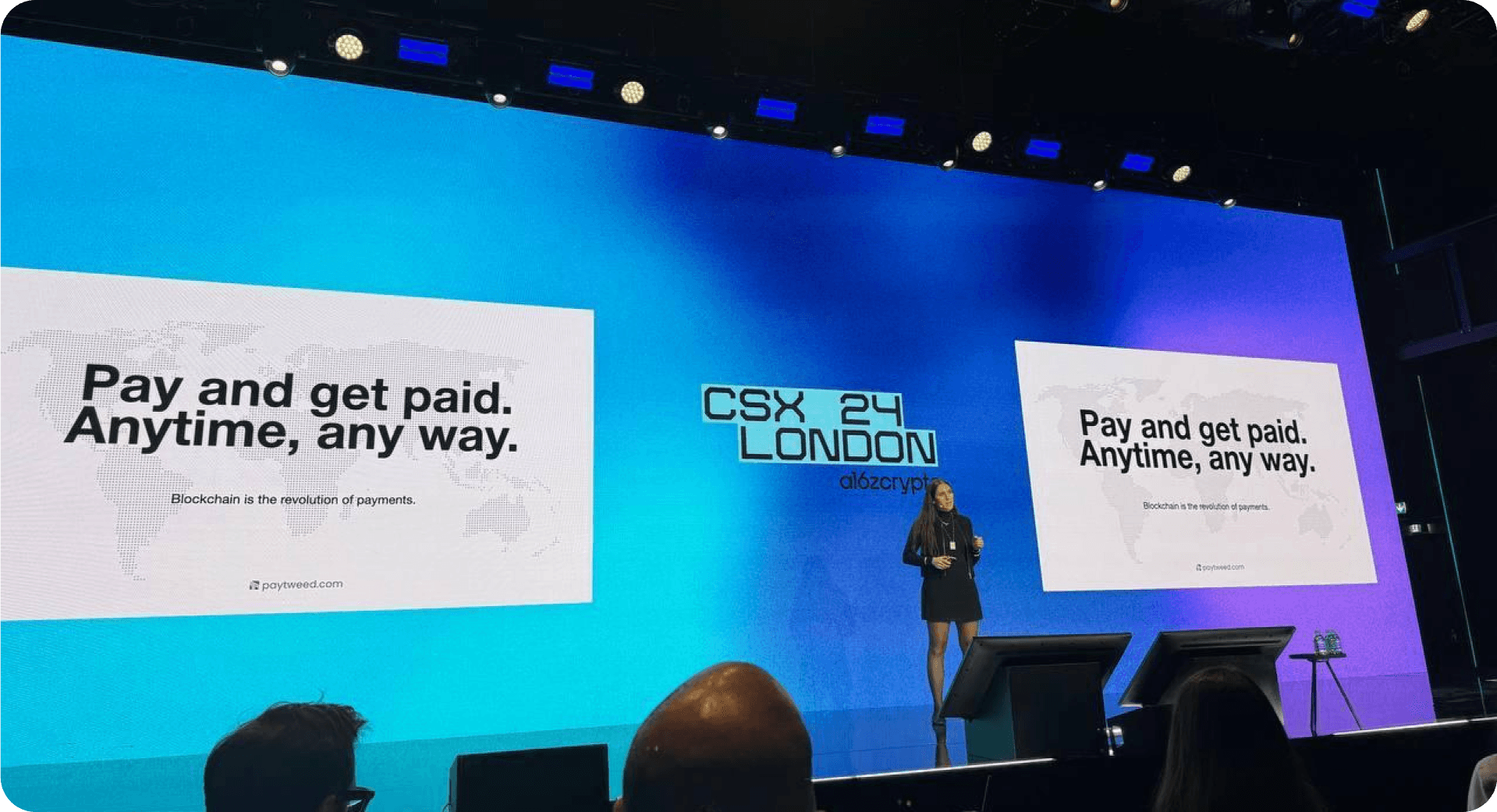 Michelle Latzer on the stage a16z crypto csx
