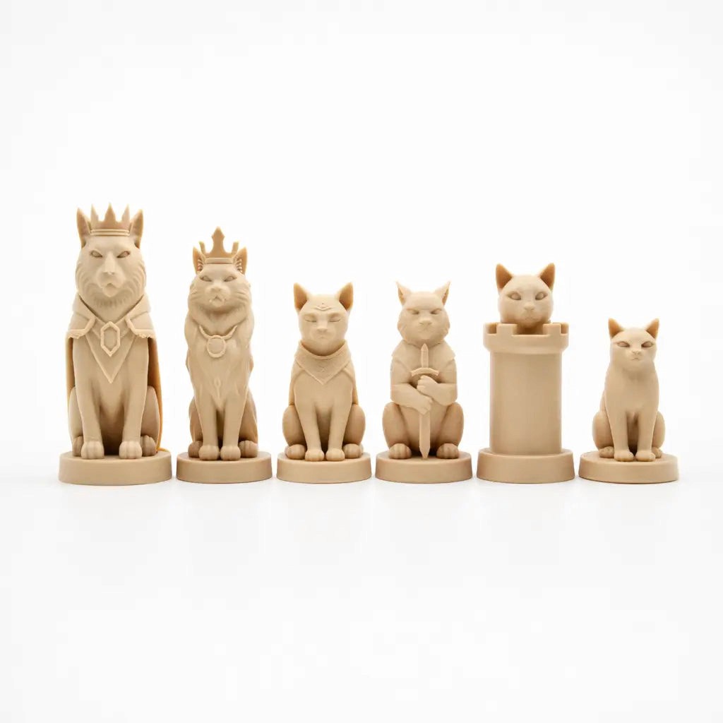 Kedi Temalı Satranç Taşları