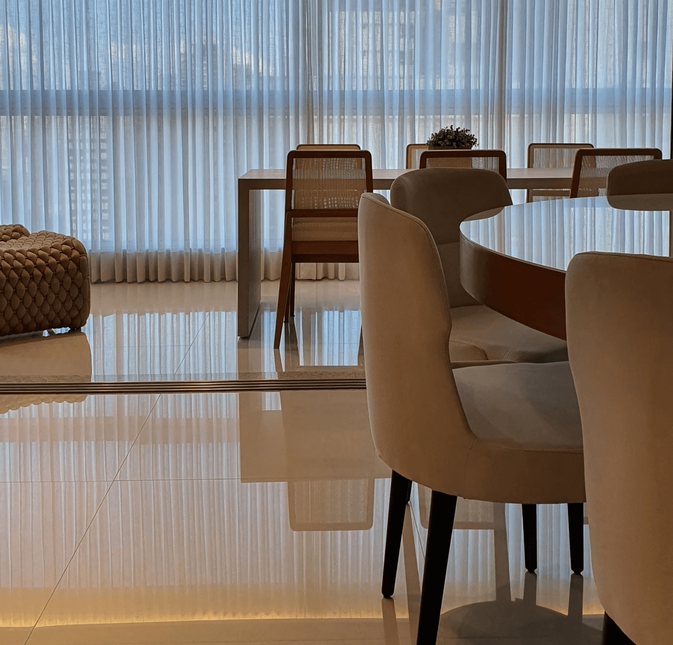 Contact section image featuring a modern interior design space.