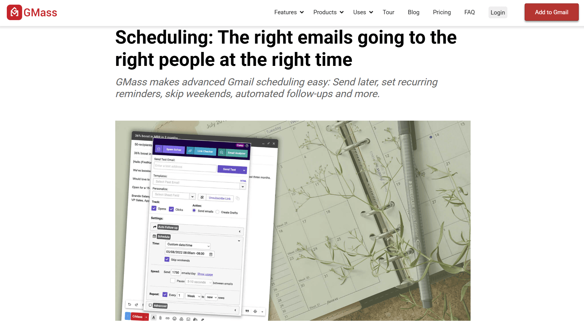 Gmail scheduling extensions