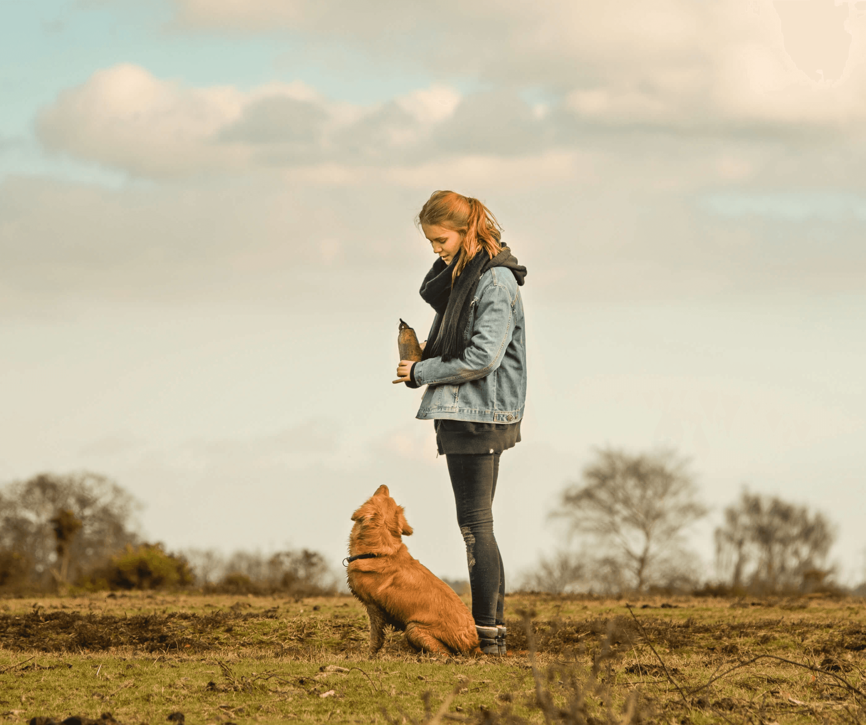 woman and dog