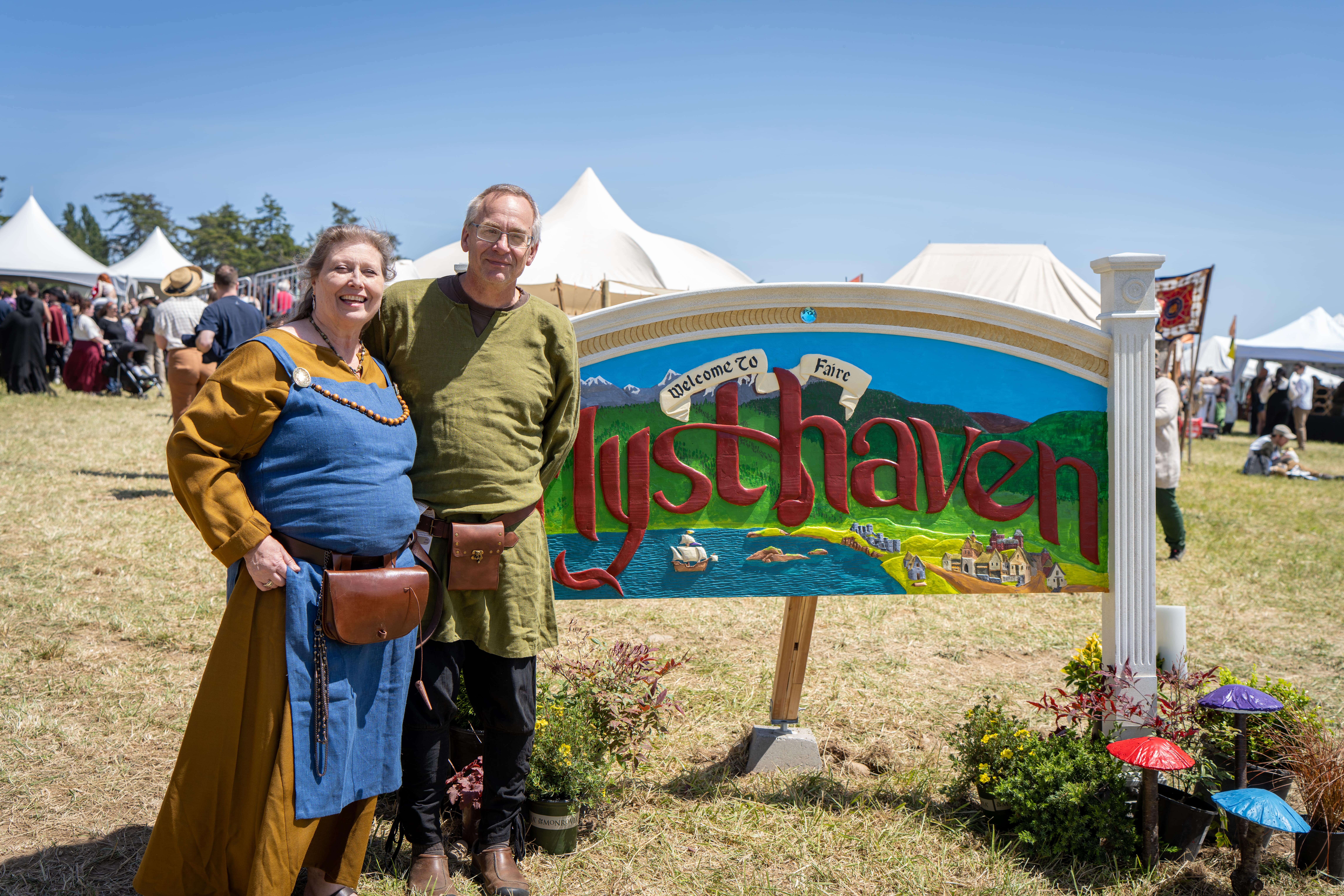 Mysthaven sign with guests