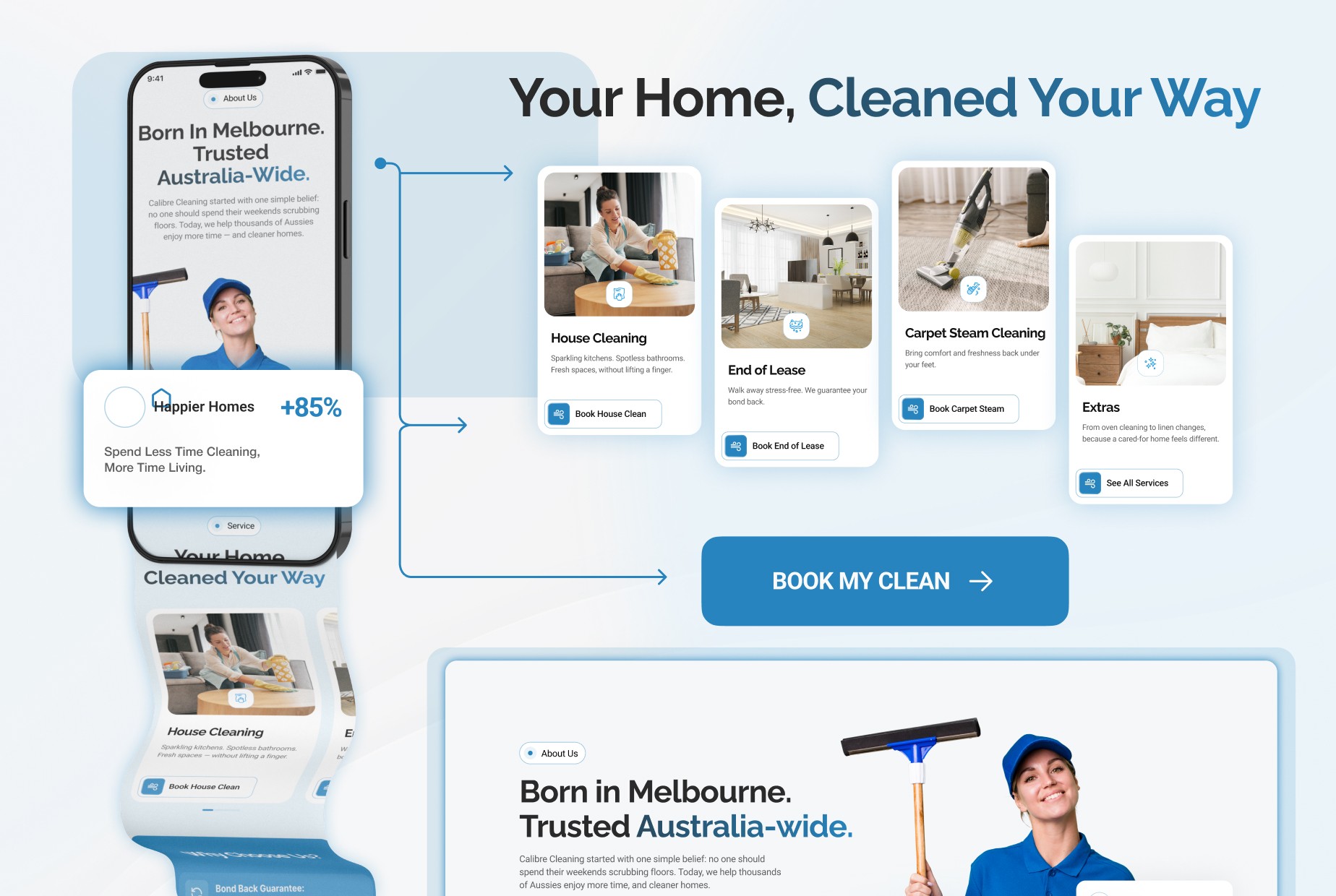 Mobile-first booking experience for cleaning service website