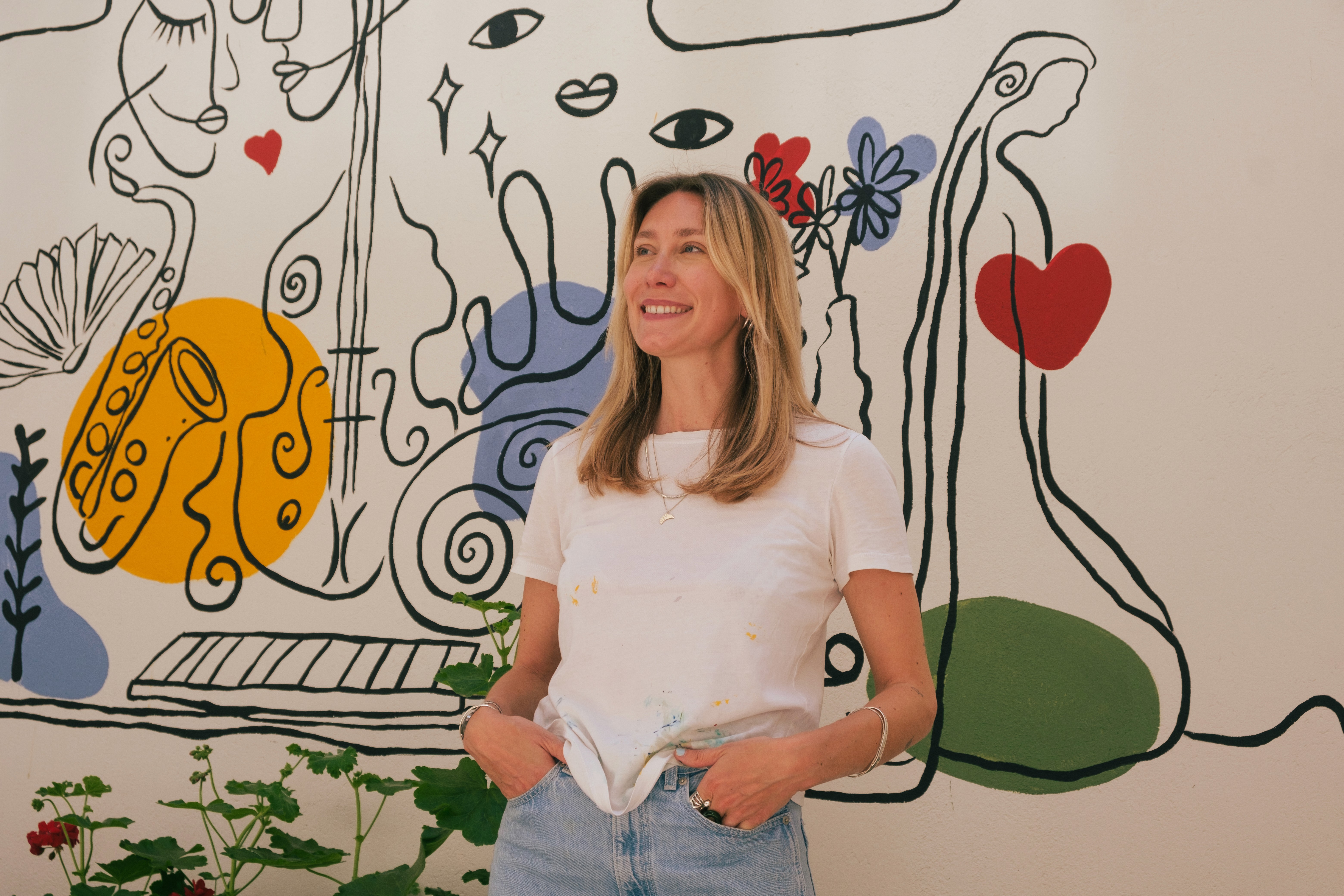 Blue Drench Drawing of the Bathroom