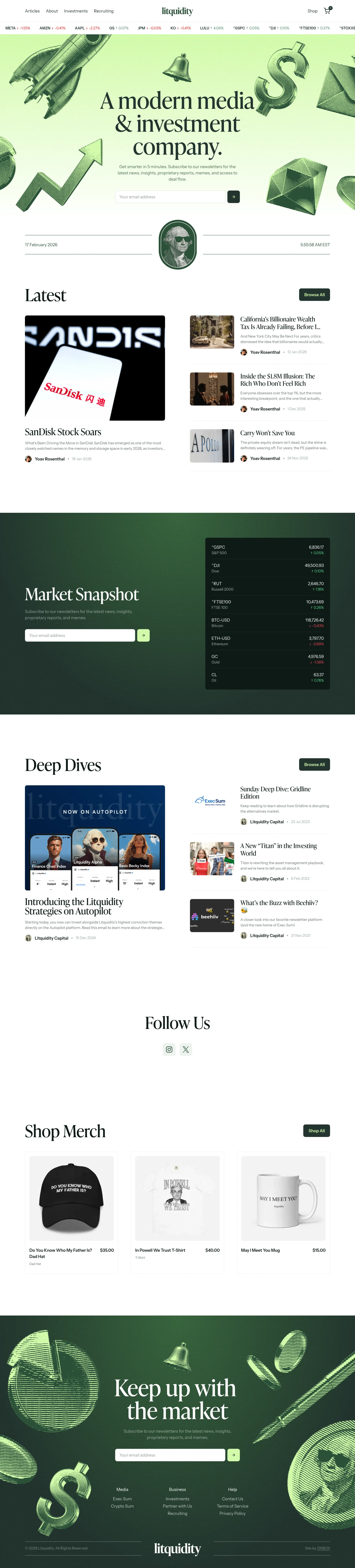 Litquidity landing page screenshot showcasing Finance design