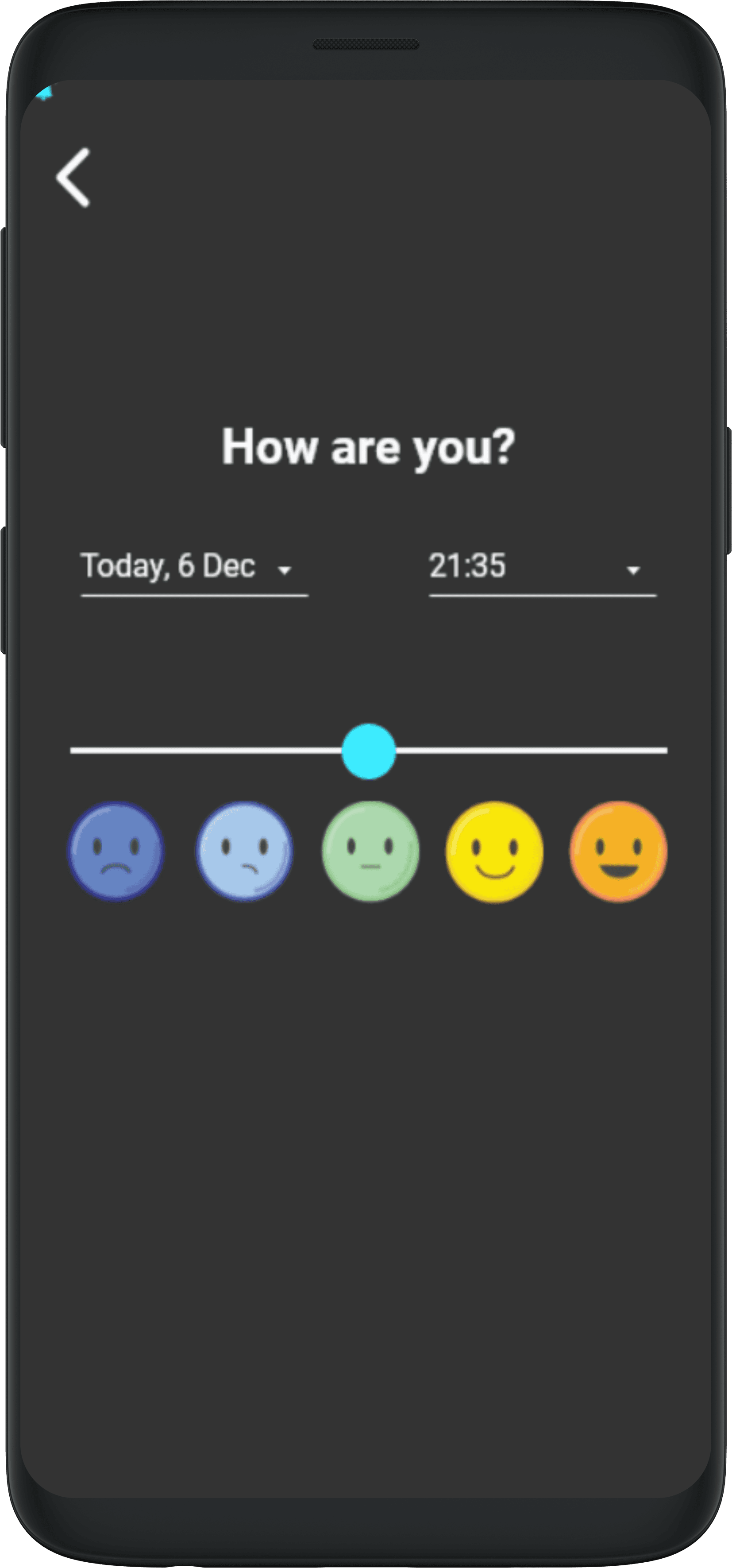 ManHealth companion app mood diary page - how are you?