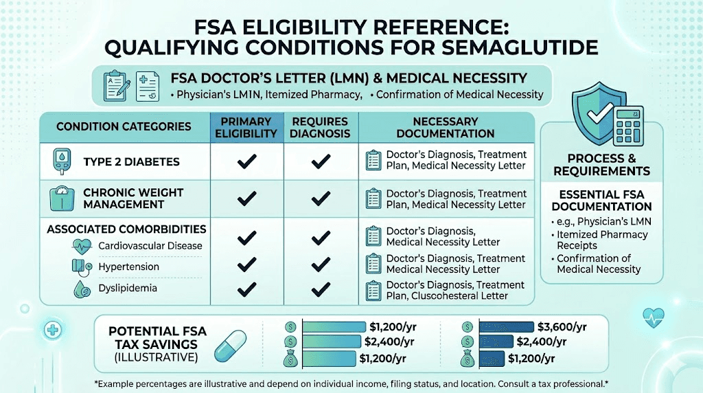 Qualifying medical conditions for FSA semaglutide eligibility