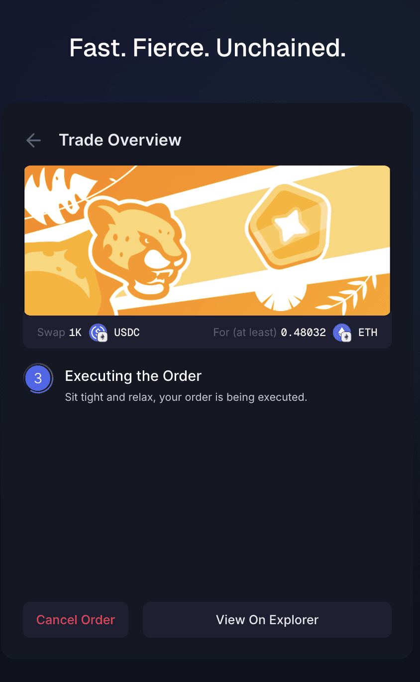 Once an auction winner is selected, they proceed to execute the order