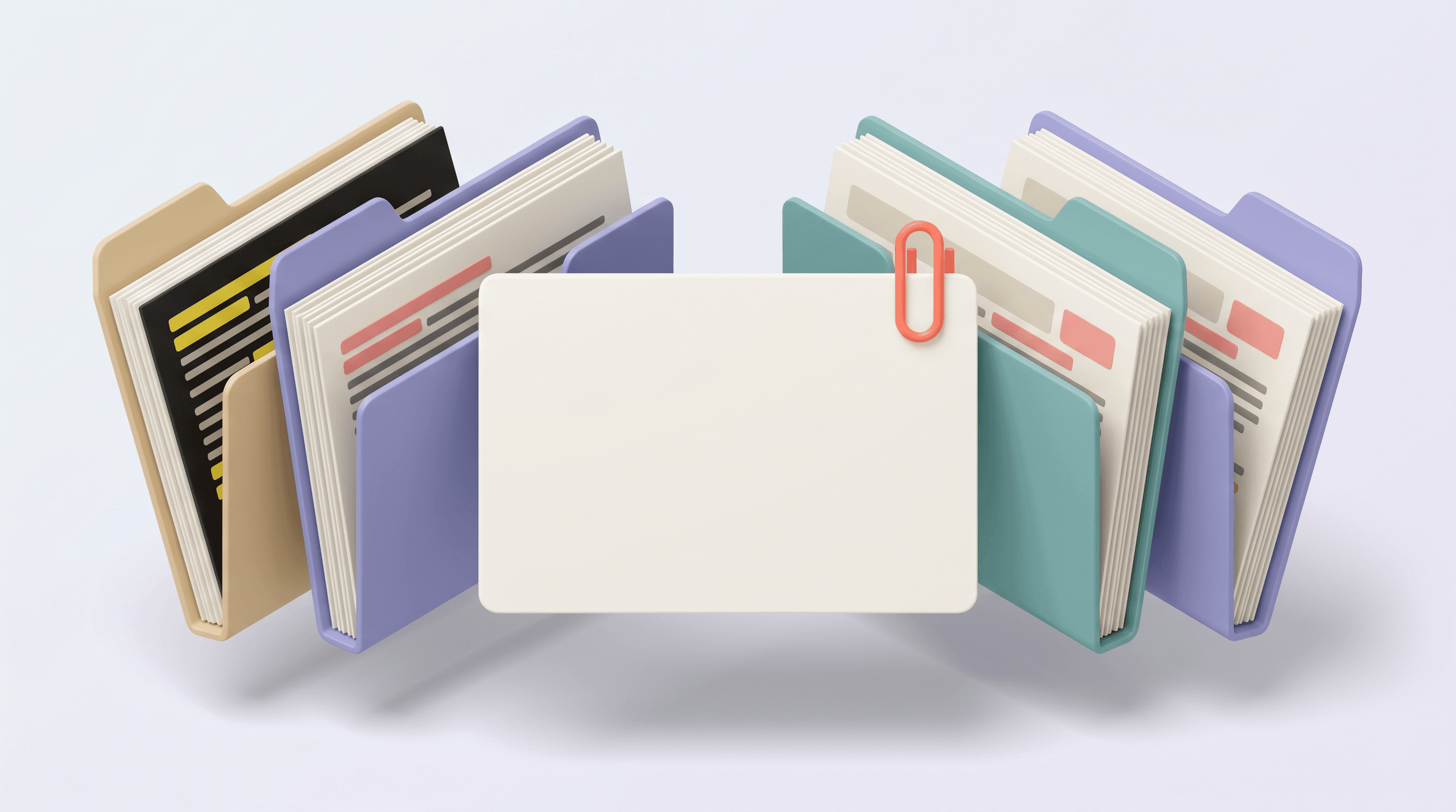 Folders of case packets grouped by colored tabs