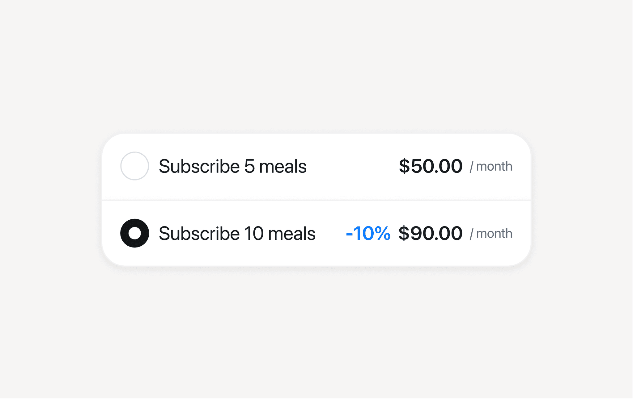 Meal subscription order form take app