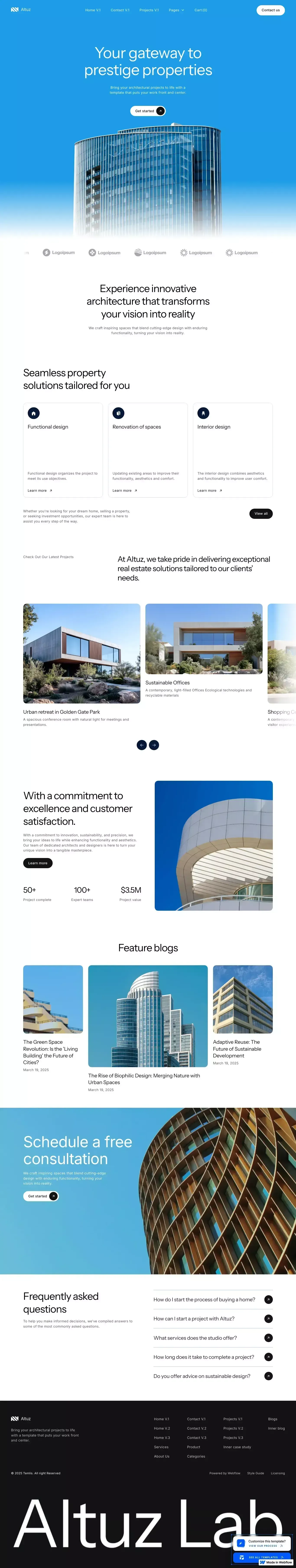 Webflow Ecommerce website template portfolio page screenshot showcasing Architecture and Design design