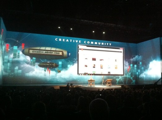 a large image projected with a screenshot of a window, and around it is a hot air balloon flying through the clouds