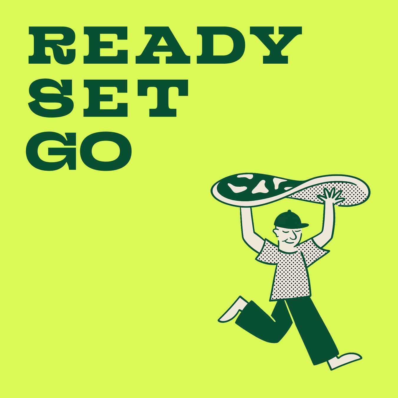 Pronto slogan with an illustration.