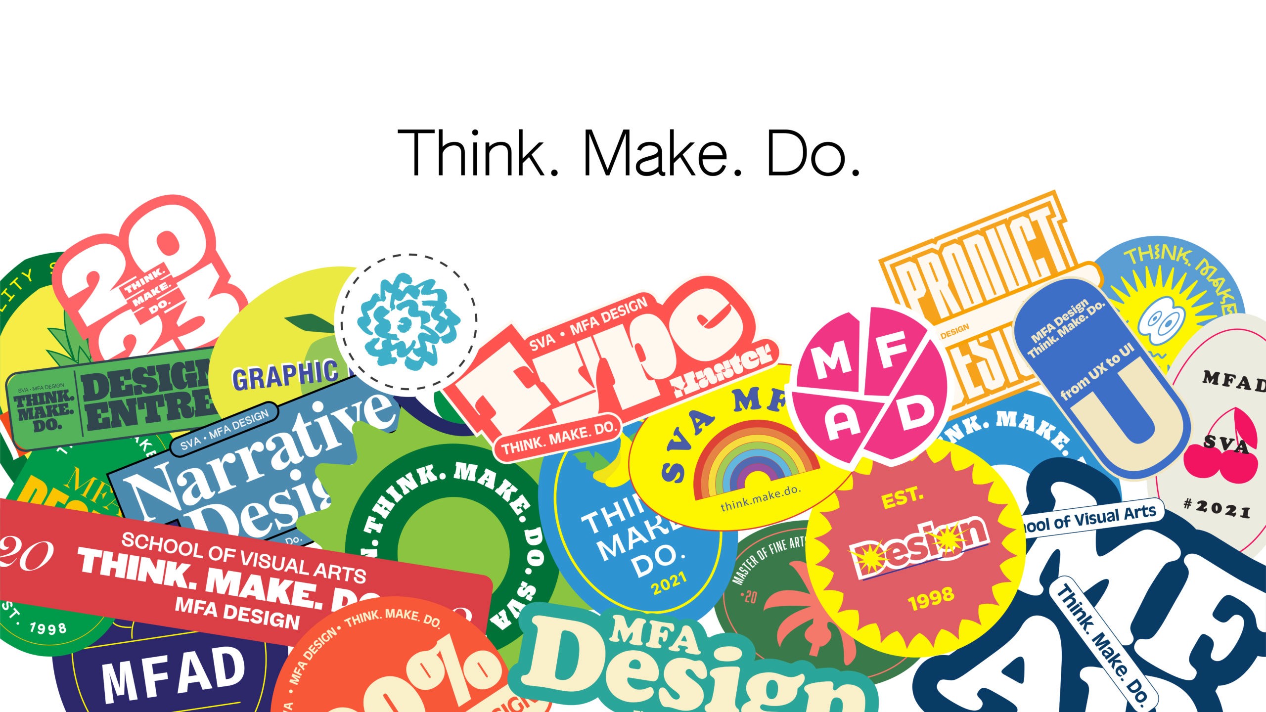 typographic stickers on top of each other