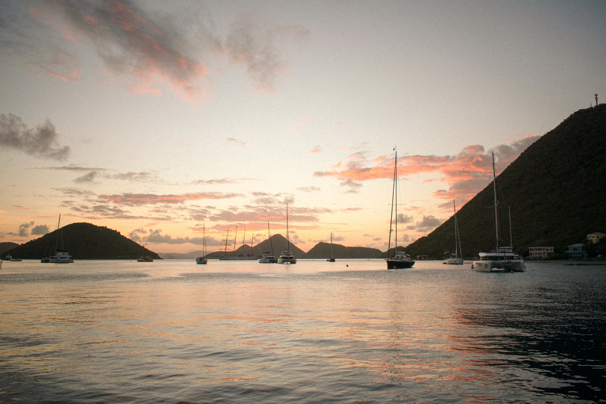 Caribbean view of sailboats