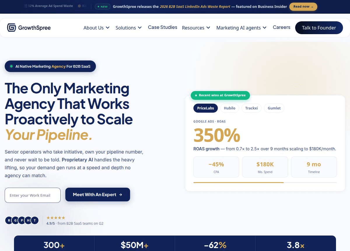 GrowthSpree homepage