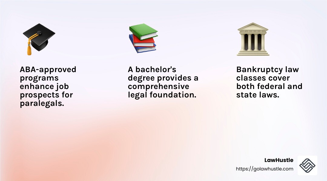 Educational Pathways for Bankruptcy Paralegals - bankruptcy paralegal infographic 3_facts_emoji_light-gradient