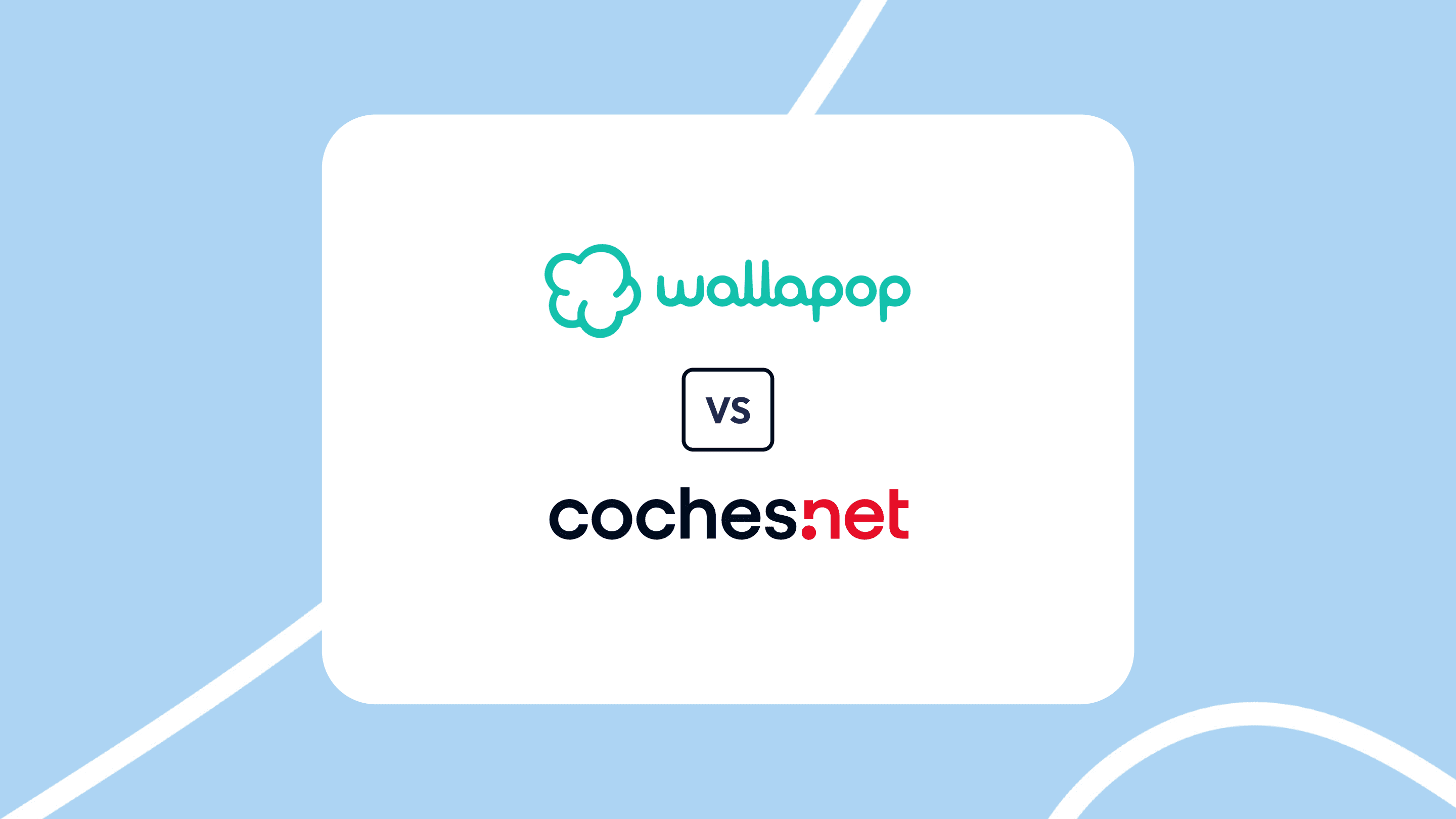 Comparativa Wallapop vs Coches.net: logotipos de Wallapop y Coches.net con ‘VS’ en el centro sobre fondo azul.