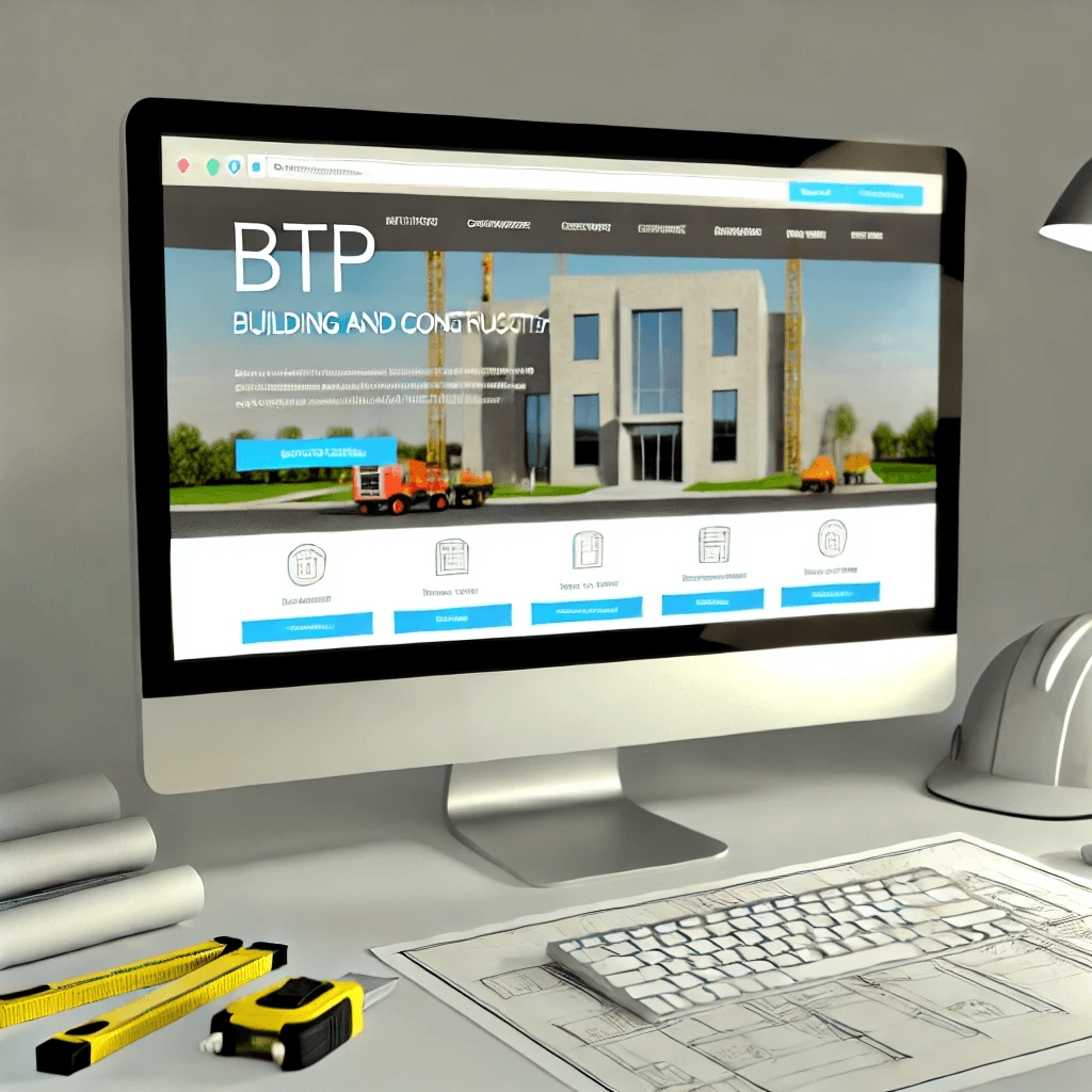 Un visuel illustrant un site web de BTP avec des éléments UX/UI optimisés.