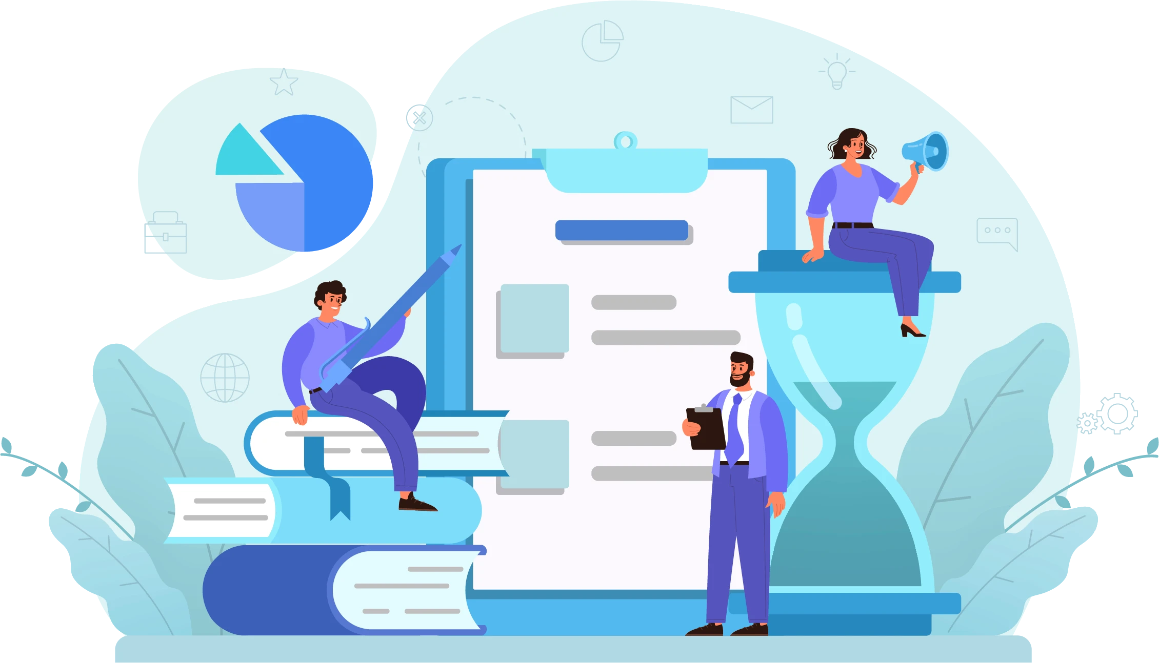 image representing Online MBA in business Management with dashboard and books