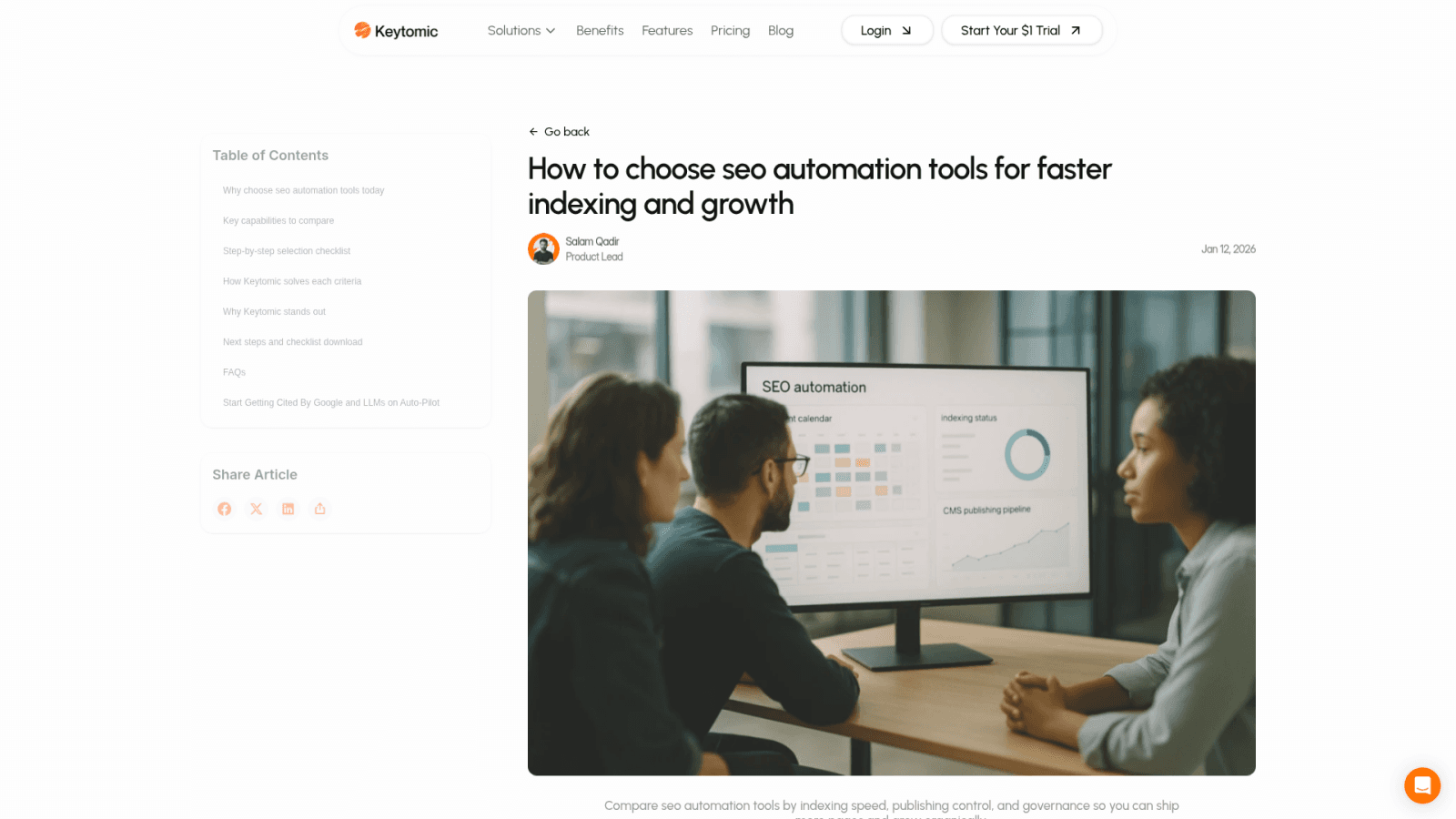 Keytomic guide on SEO automation tool evaluation