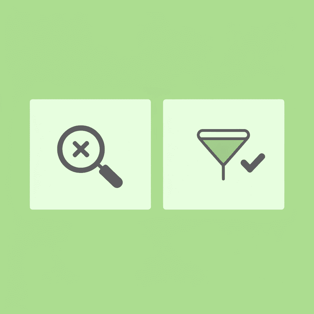 Before: messy, scattered search results. After: clean filtered results matching your profile