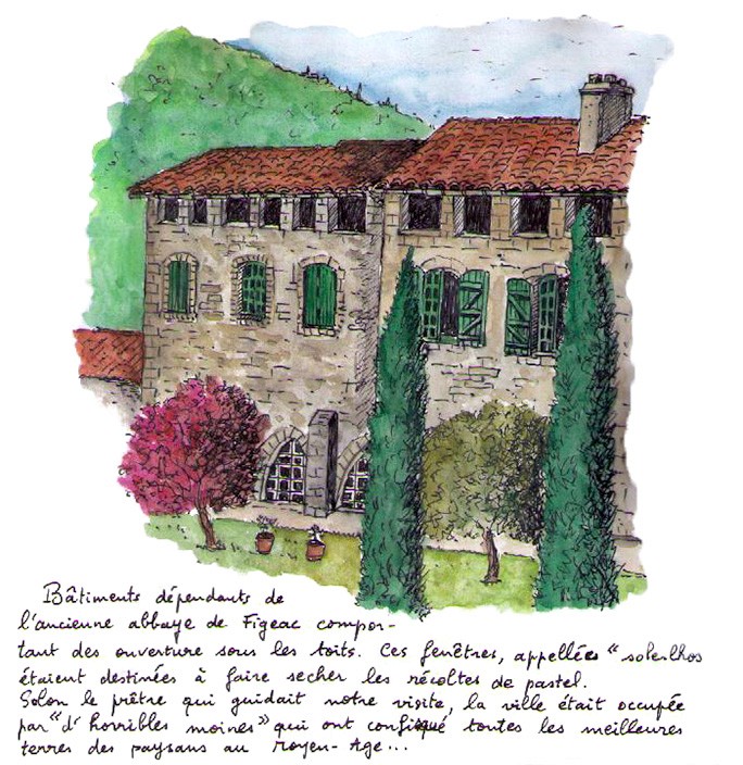 Croquis de bâtiments dépendants de l'ancienne abbaye de Figeac