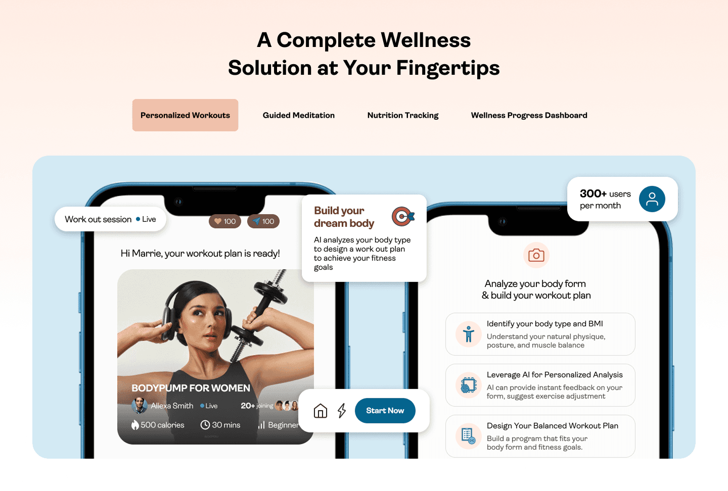 A user interface card from the Zenify website with a clean, light blue background. It shows a partial view of a smiling man with a beard and short dark hair looking toward the right. At the bottom left, a navigation element highlights "Step 1" in a dark color alongside tabs for Step 2, Step 3, and Step 4.