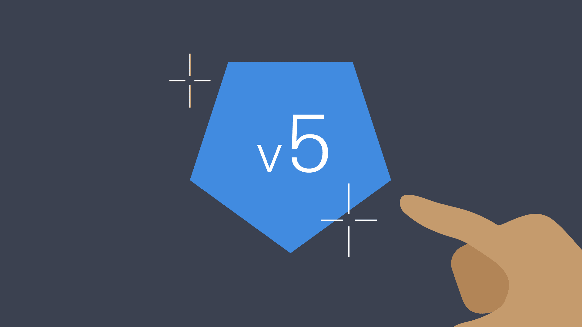 Vector illustration of a hand touching a symbol in the center of the screen.