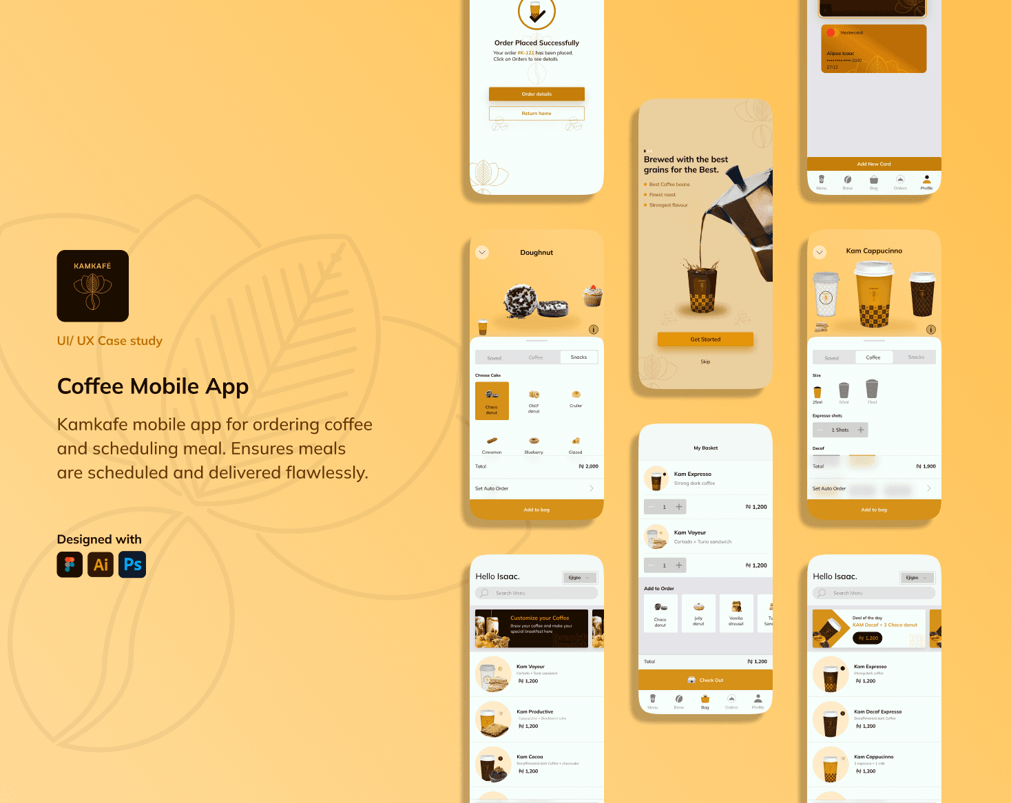 Cover for kamkafe mobile app design
