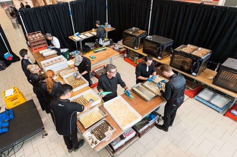 Chef's BOH kitchen area at the Brisbane Airport Event