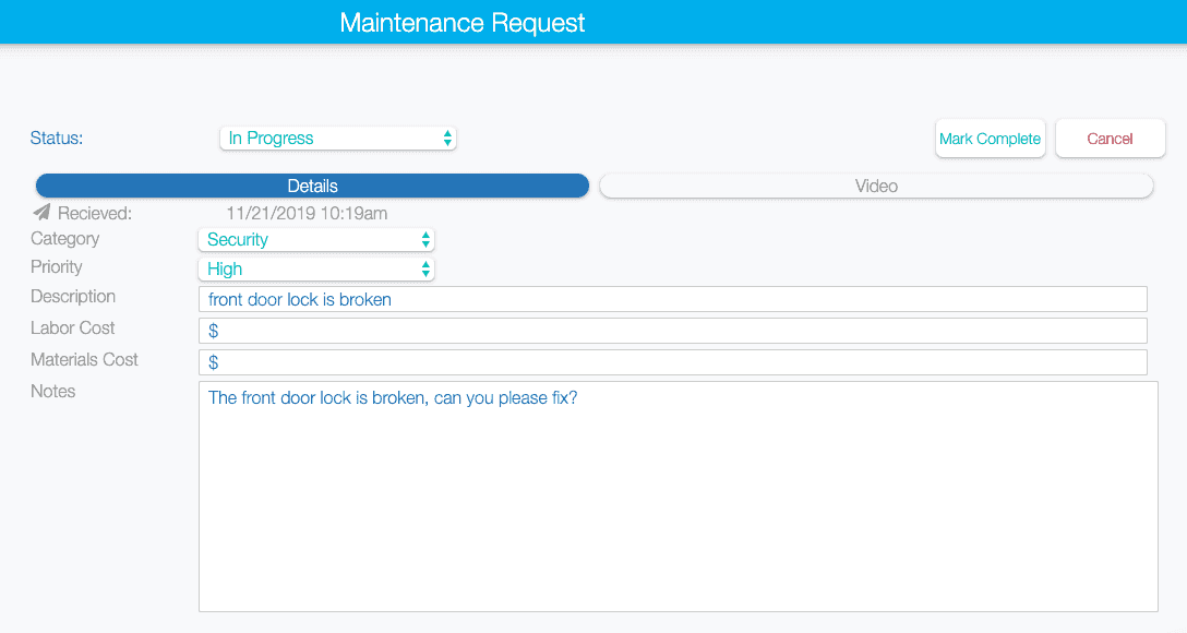 property management dashboard