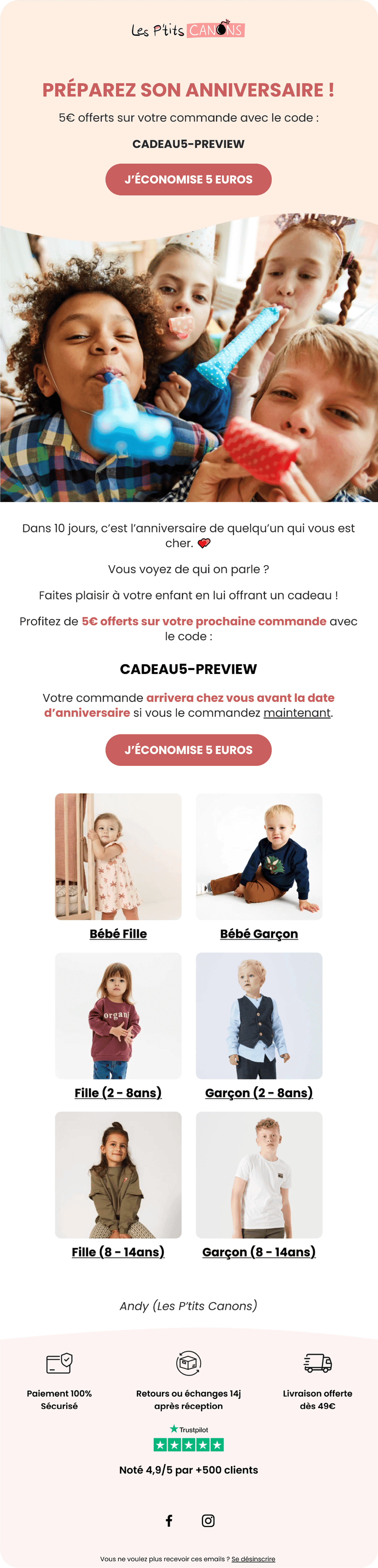 Une image verticale de mail affichant une interface claire avec divers boutons, éléments de texte et graphiques visuels.
