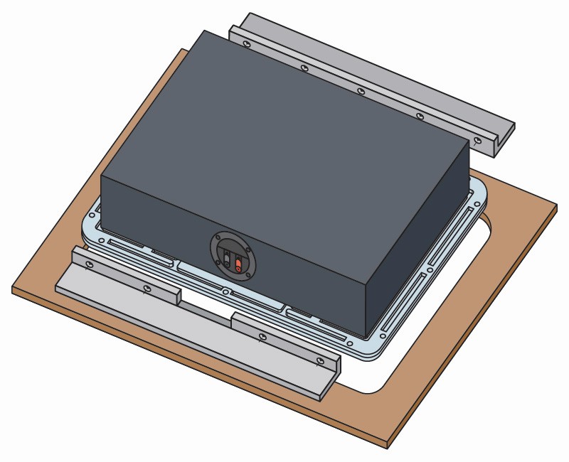 Subwoofer assembly in frame with slide rails