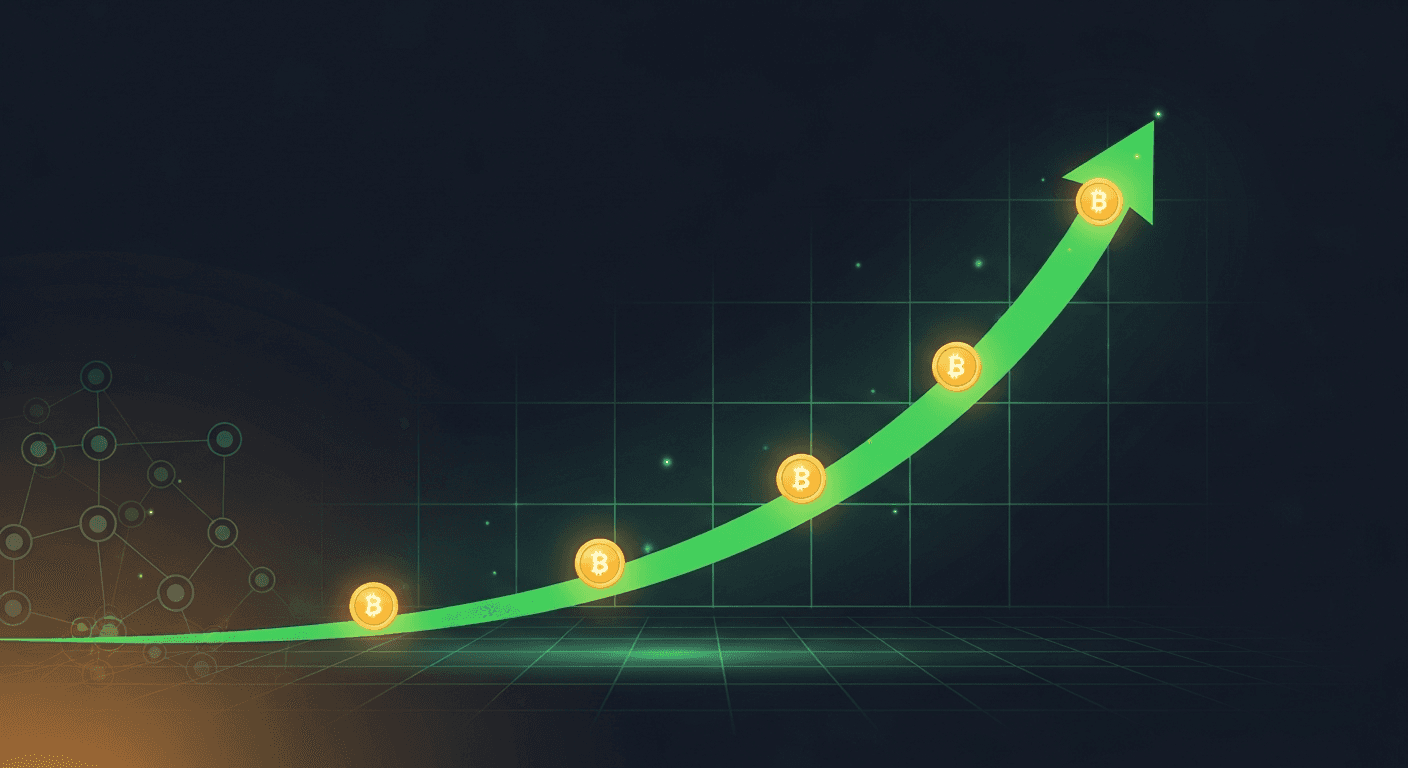 Abstract illustration of a glowing yield curve with Brazilian and crypto elements representing tokenized government bonds