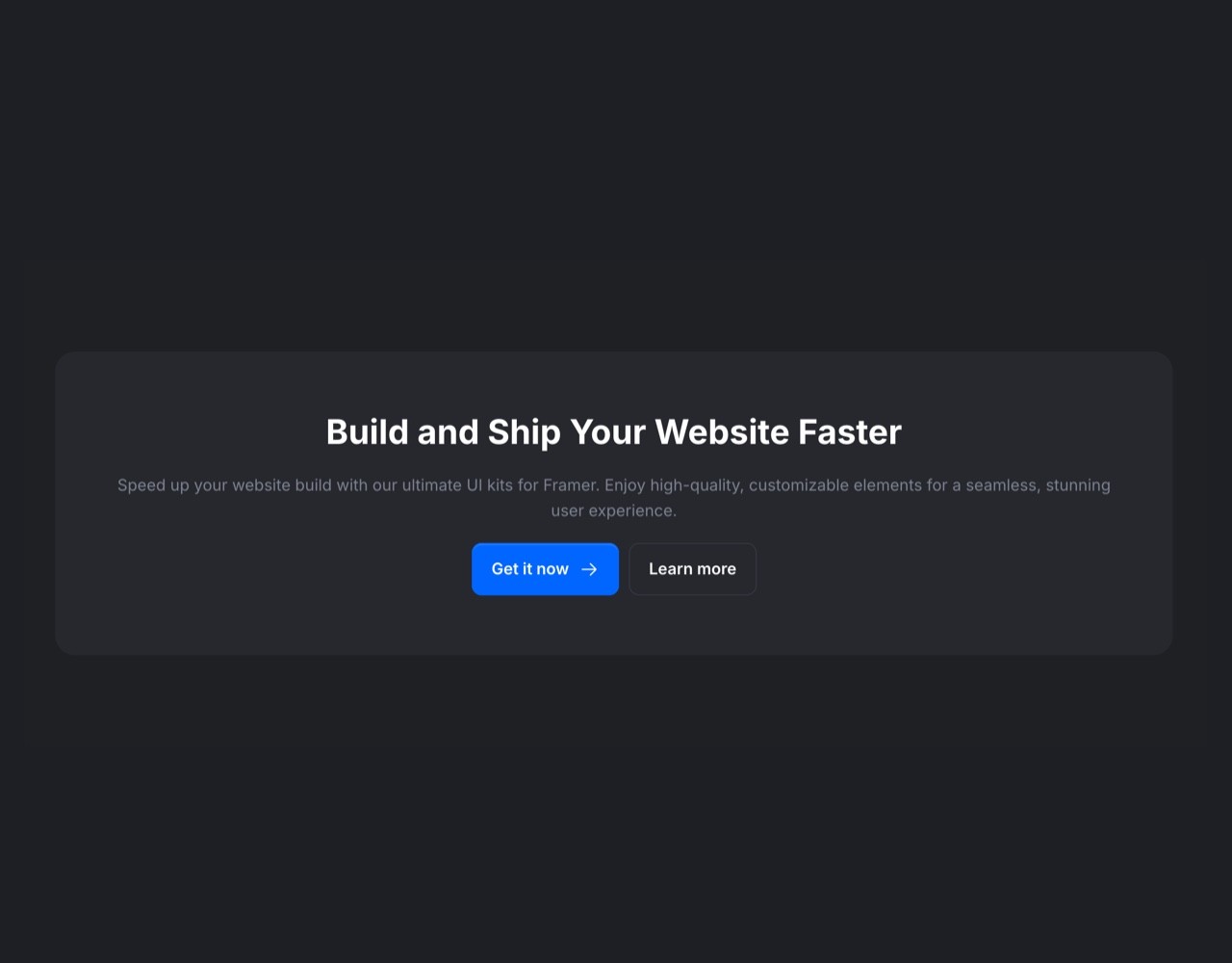 Framer Dark CTA Section - Frameblox UI