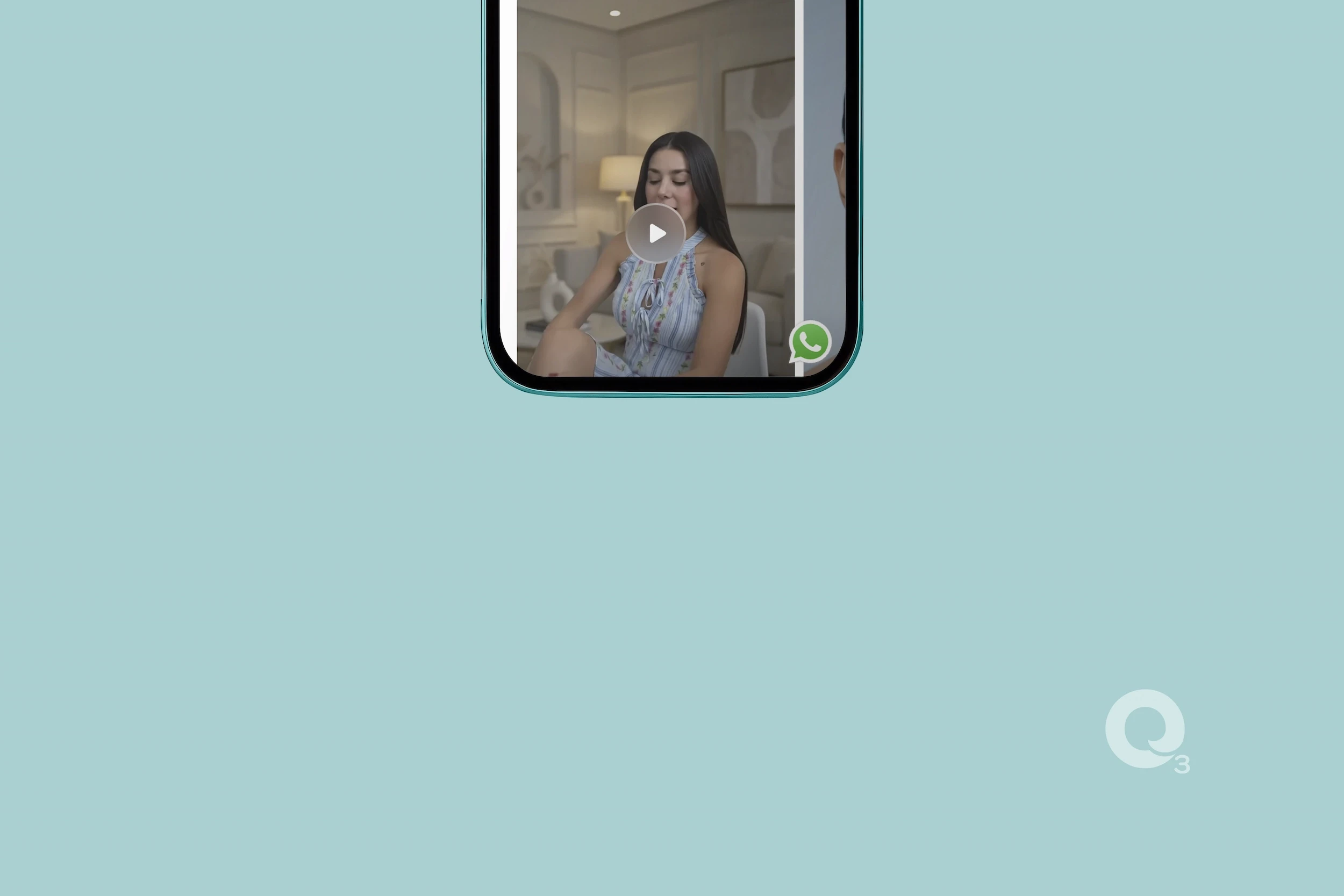 Mockup de la parte inferior de un móvil que muestra un video en un sitio web moderno