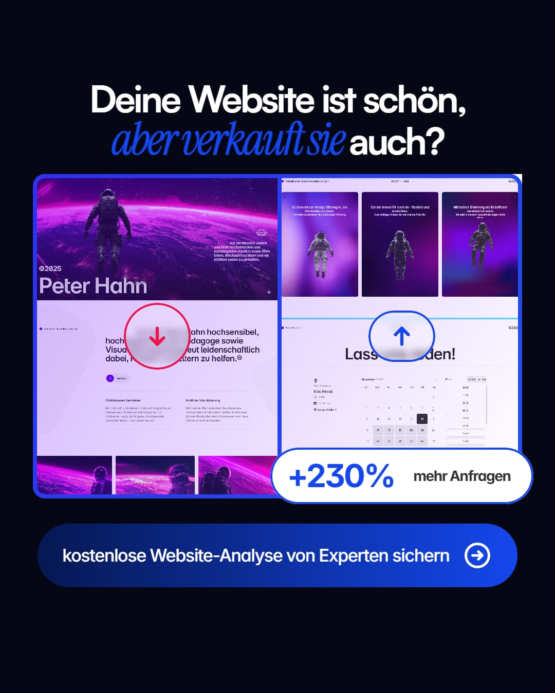eine meta-ad, auf ihr wird eine kostenlose Website-Analyse beworben