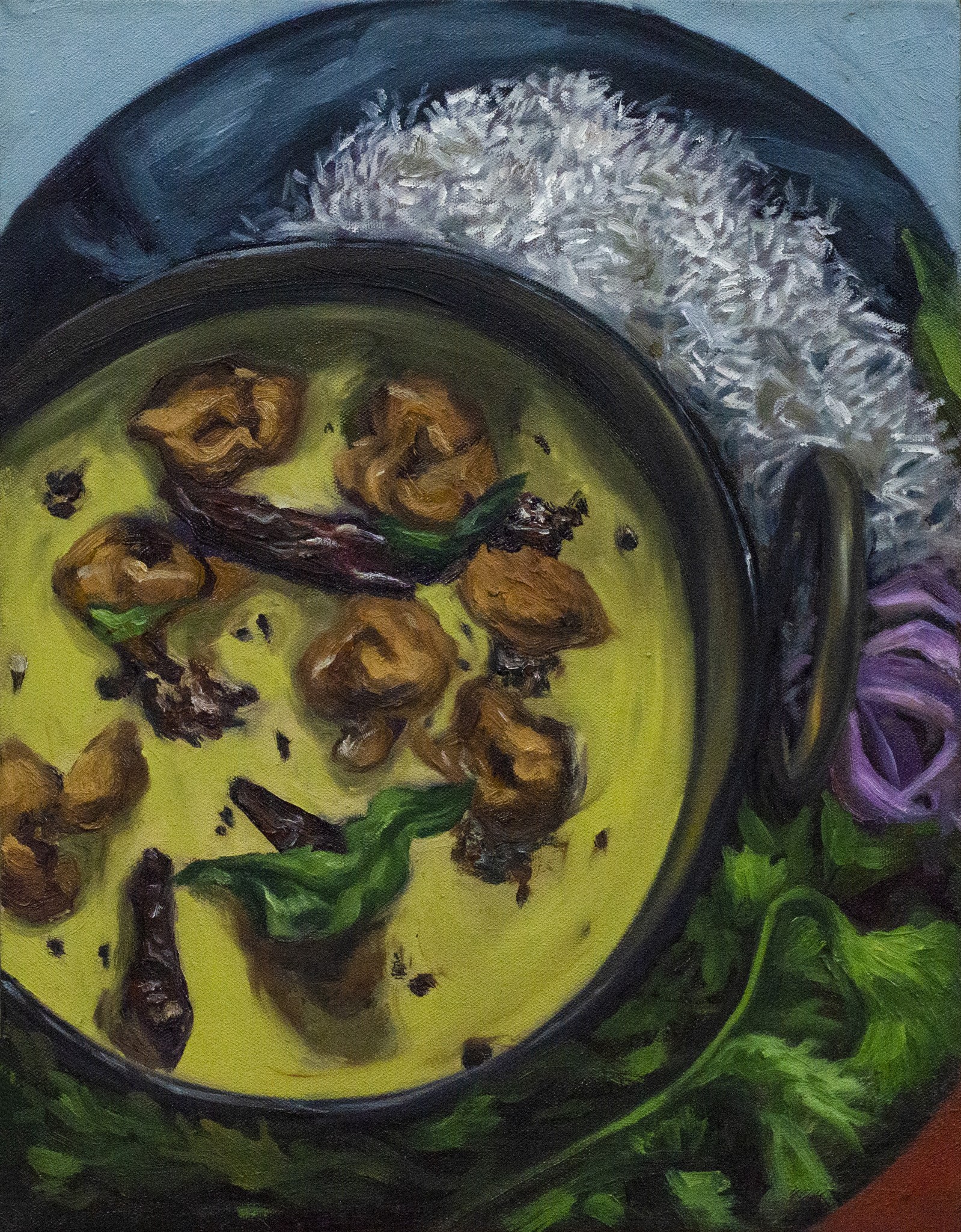 red and white abstract painting