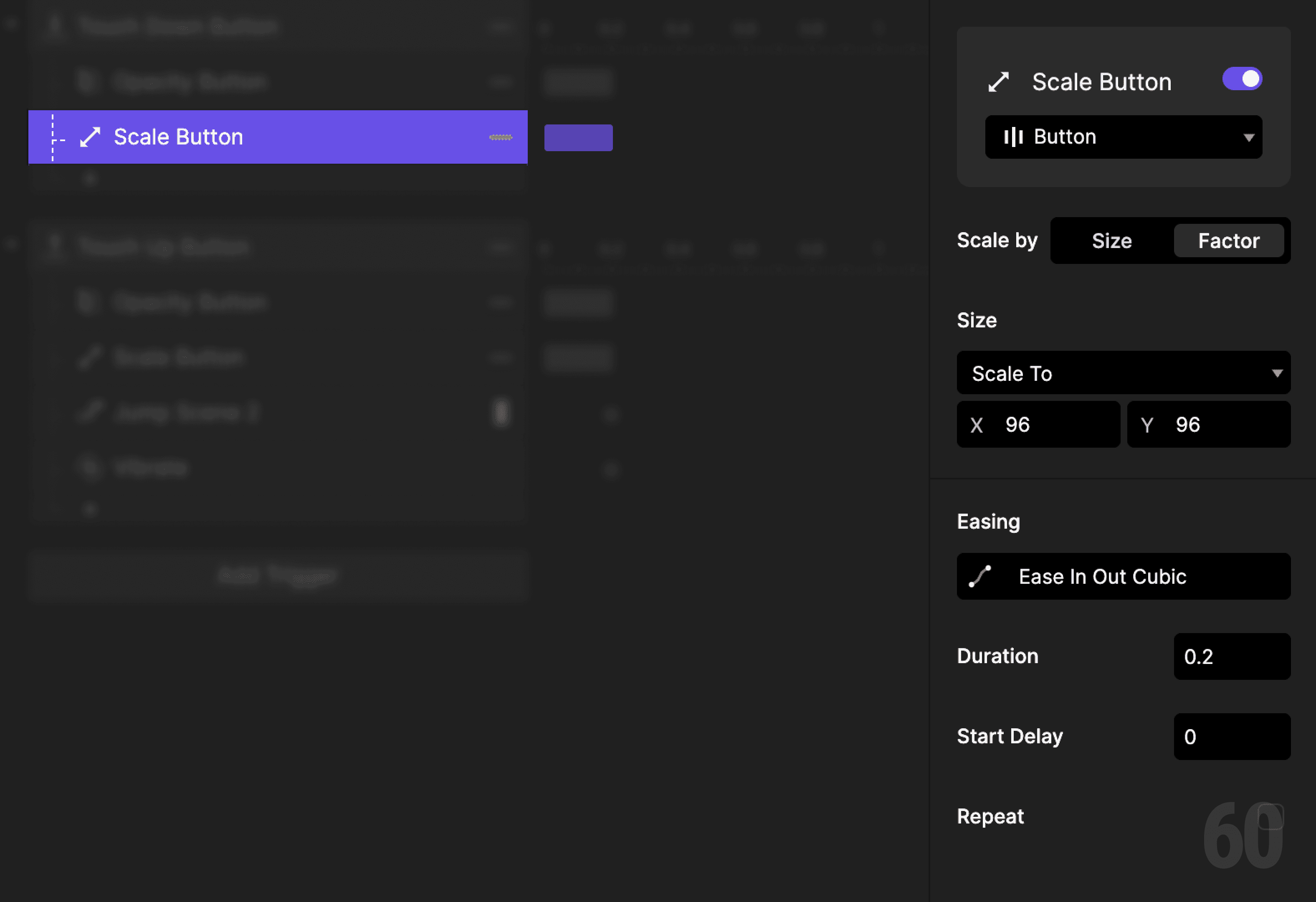 This is a screenshot of Scale the button down.