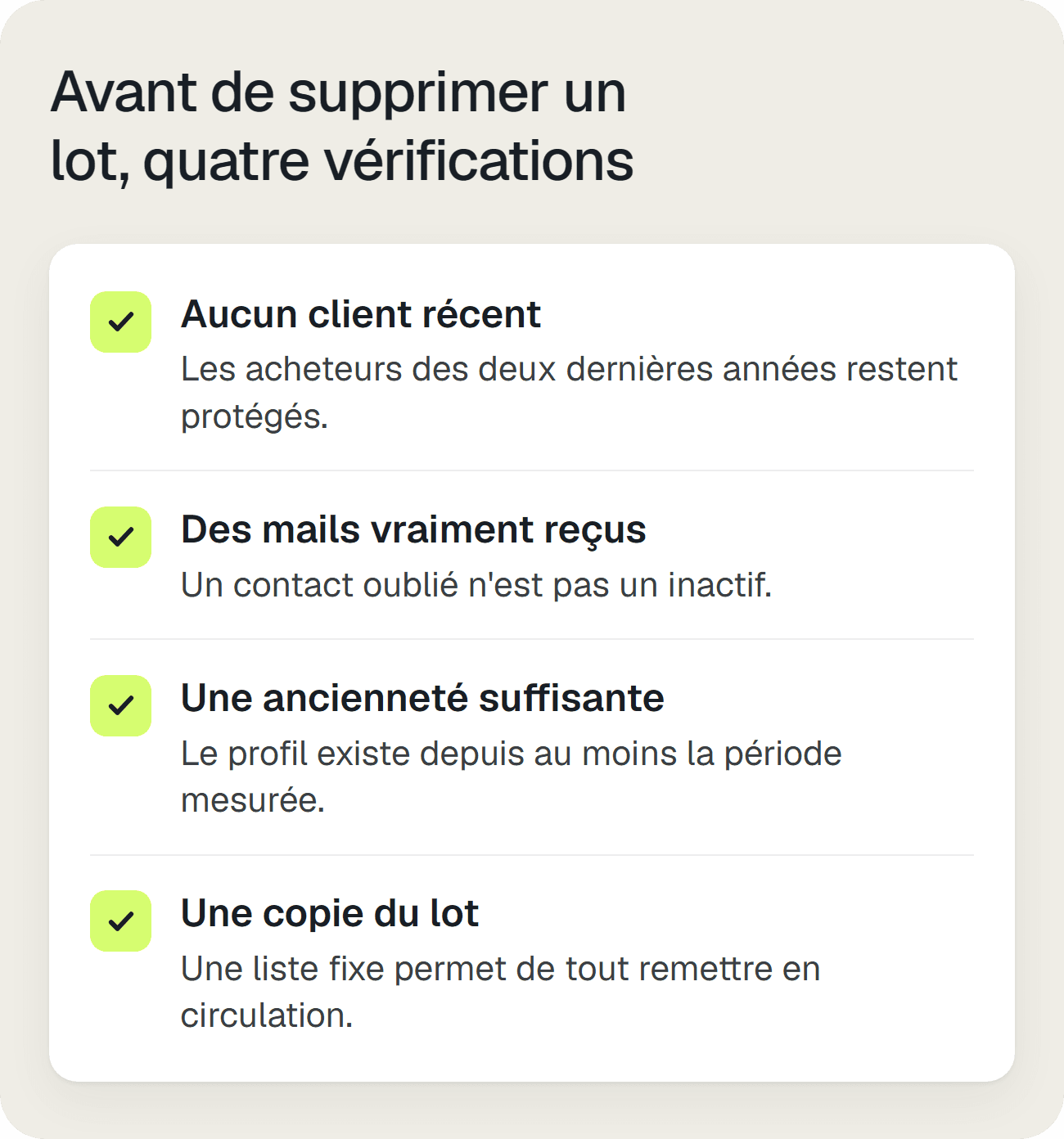 Les quatre vérifications à faire avant de supprimer un lot de profils inactifs