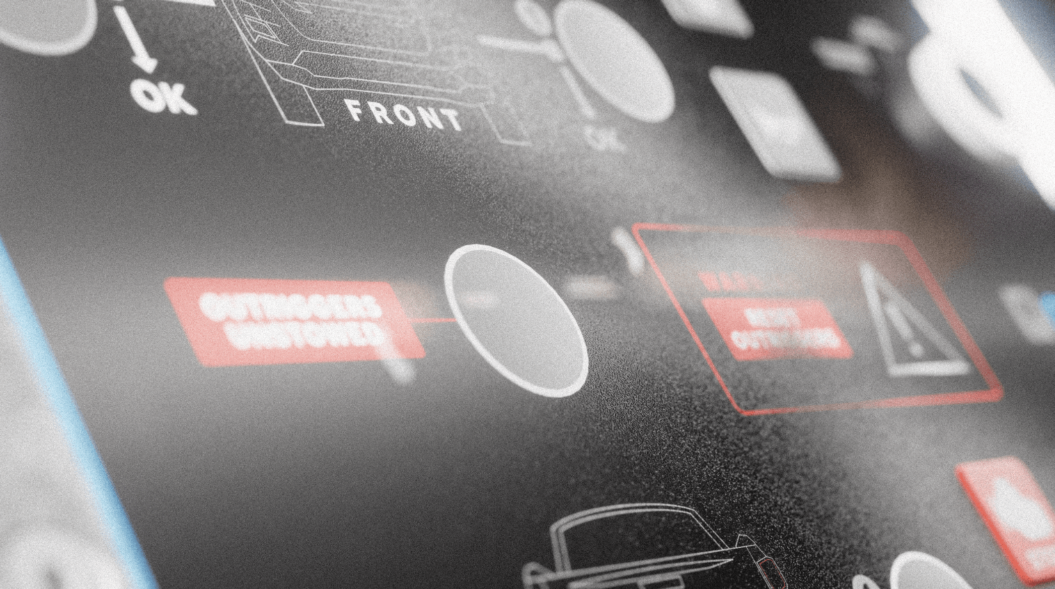 Close-up visualization of a custom membrane panel, highlighting design details and features