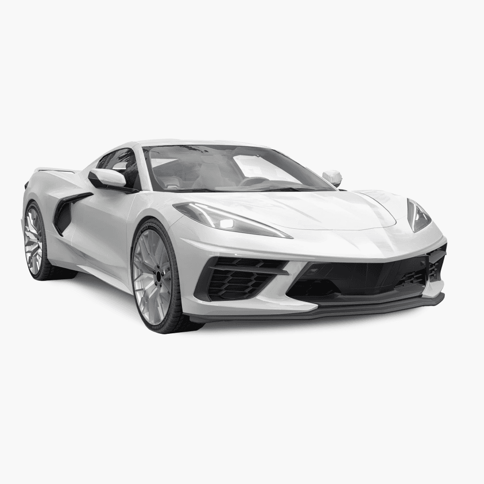 side view of white car