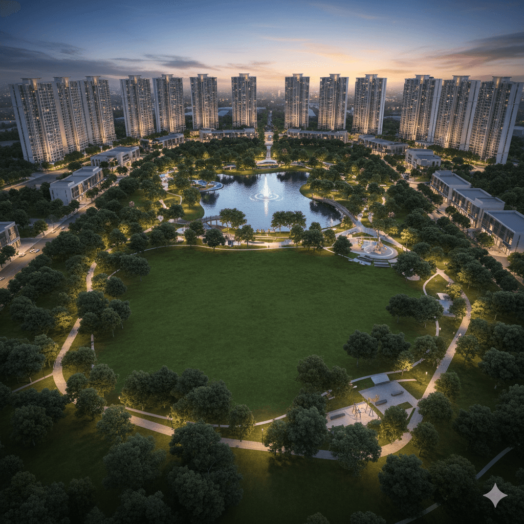 Lush Central Parkland and extensive green spaces at M3M International City, Gurgaon