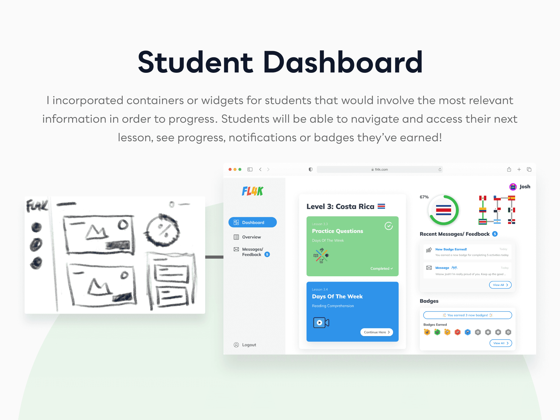 Student dashboard UI process